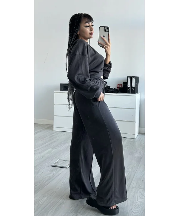 Gri Modal Sweatshirt Jogger Takım