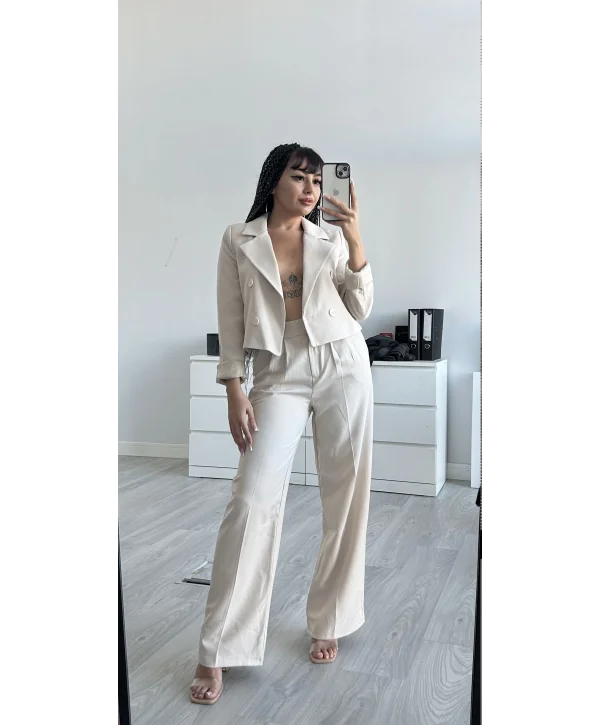 Pens Detaylı Pantolon ve Ceket Takımı