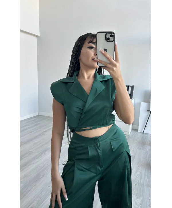 Saten Kumaş Pantolon Ceket İkili Takım