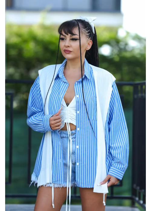 MAVİ BEYAZ ÇİZGİLİ GÖMLEK