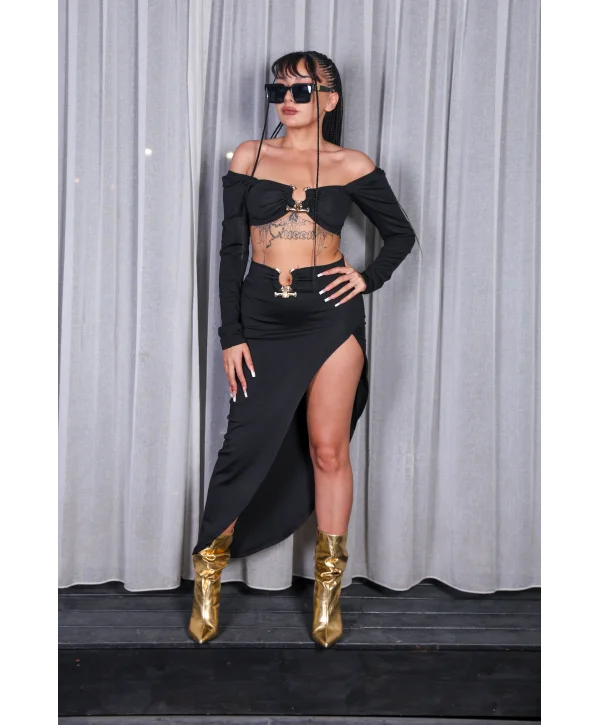 Siyah Tokalı Etekli İkili Takım