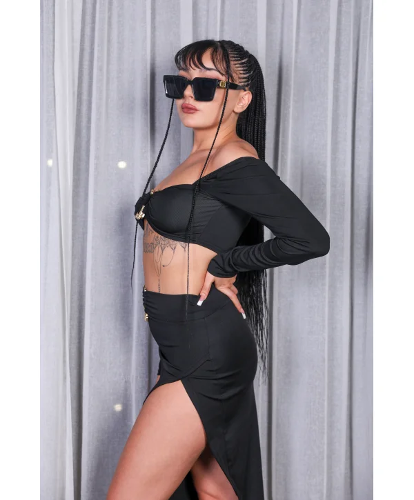 Siyah Tokalı Etekli İkili Takım