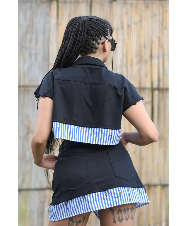 Garni detaylı ceket etek takım