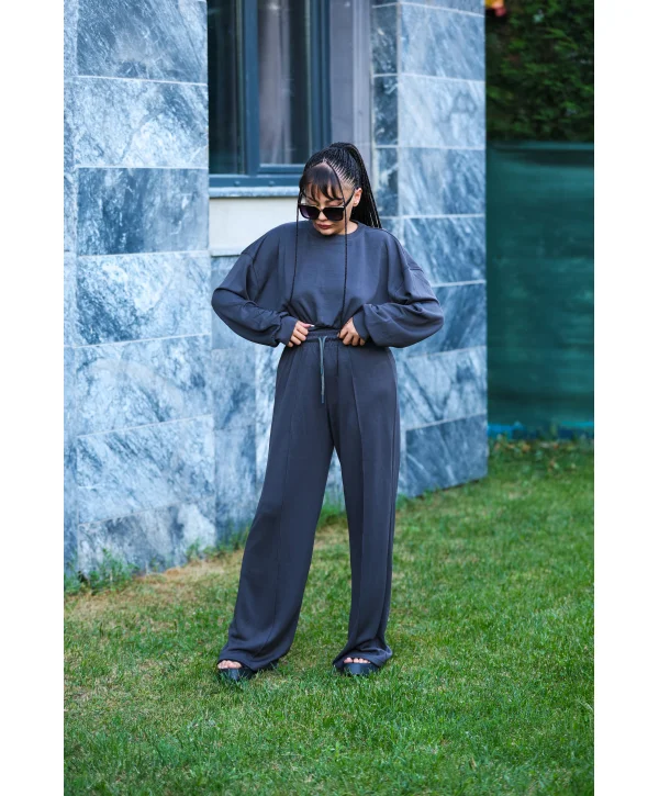 Gri Modal Sweatshirt Jogger Takım