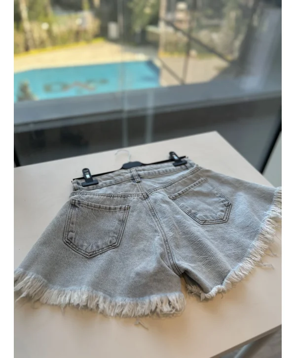 Açık Mavi Püsküllü Denim Şort