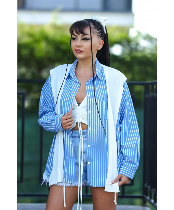 MAVİ BEYAZ ÇİZGİLİ GÖMLEK