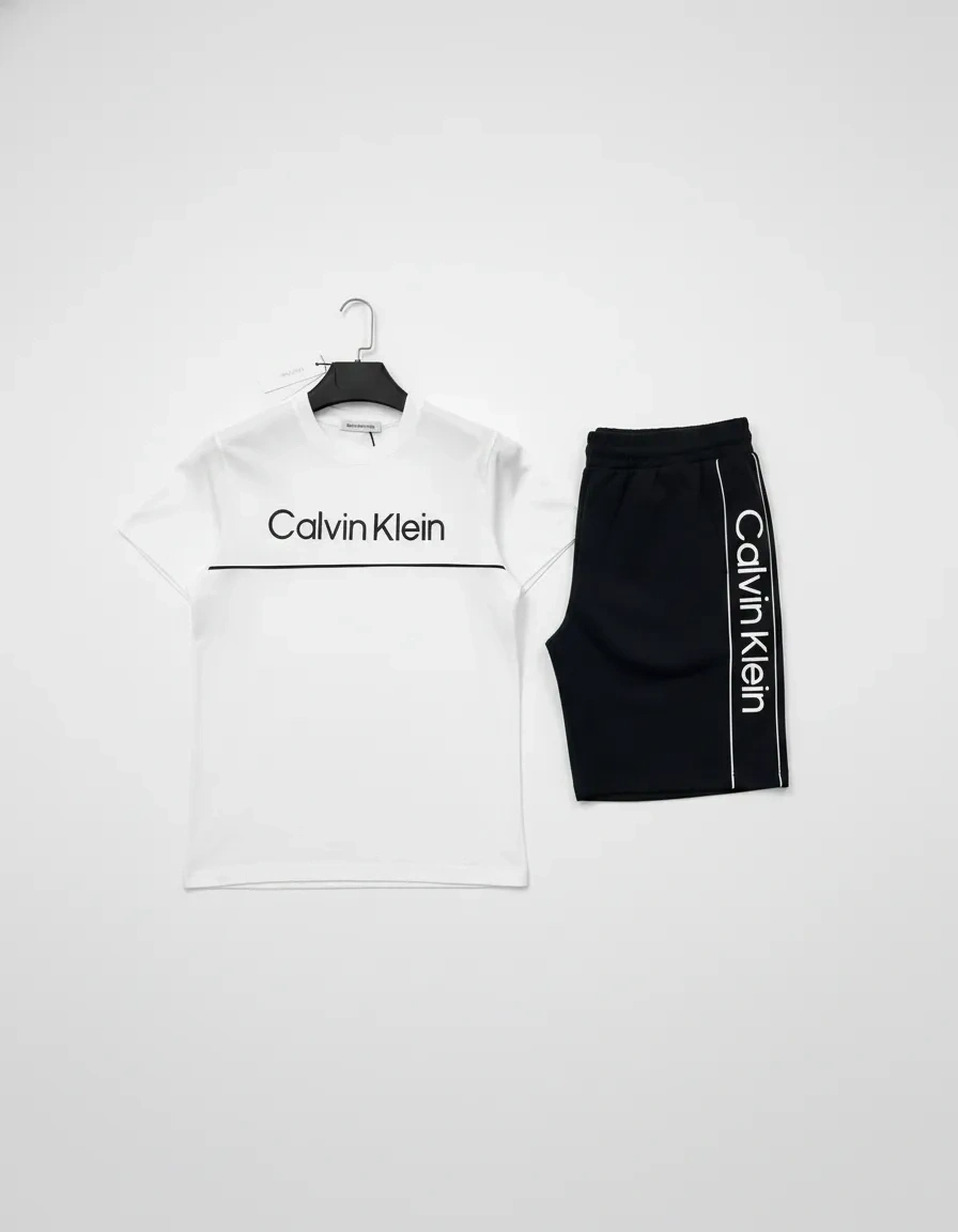 CK Printed T-shirt & Şort Takımı - Beyaz