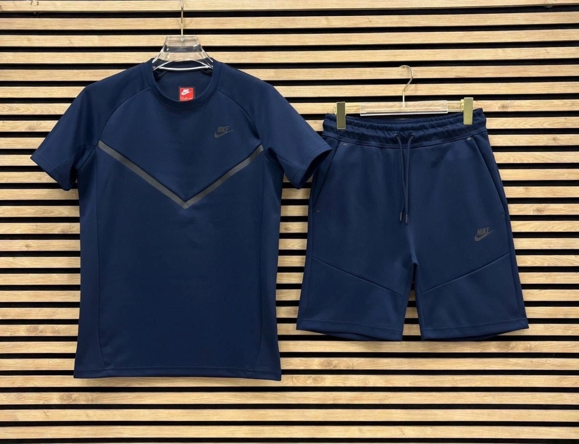 NSW Tech Fleece Şort & T-shirt Takımı – Lacivert