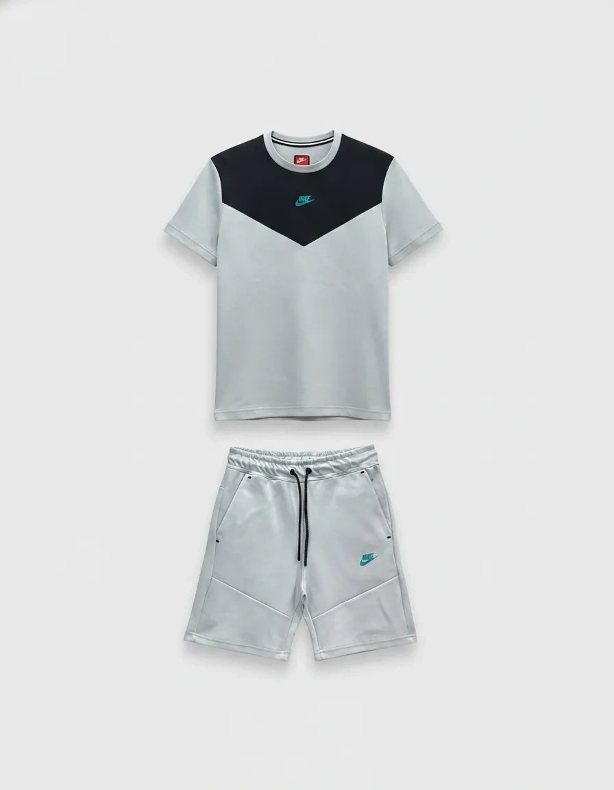 NSW Tech Fleece Şort & T-shirt Takımı – Grey/Twist