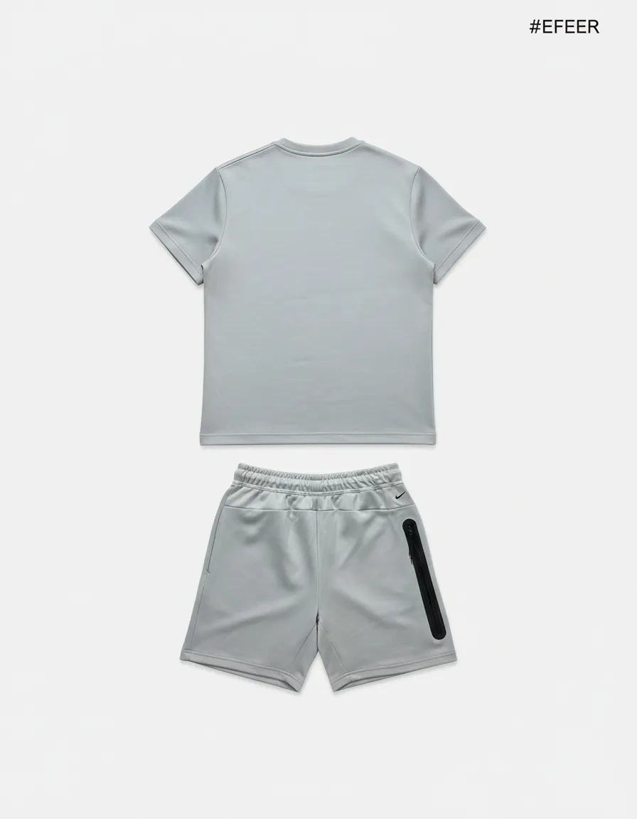 NSW Tech Fleece Şort & T-shirt Takımı – Grey/Twist