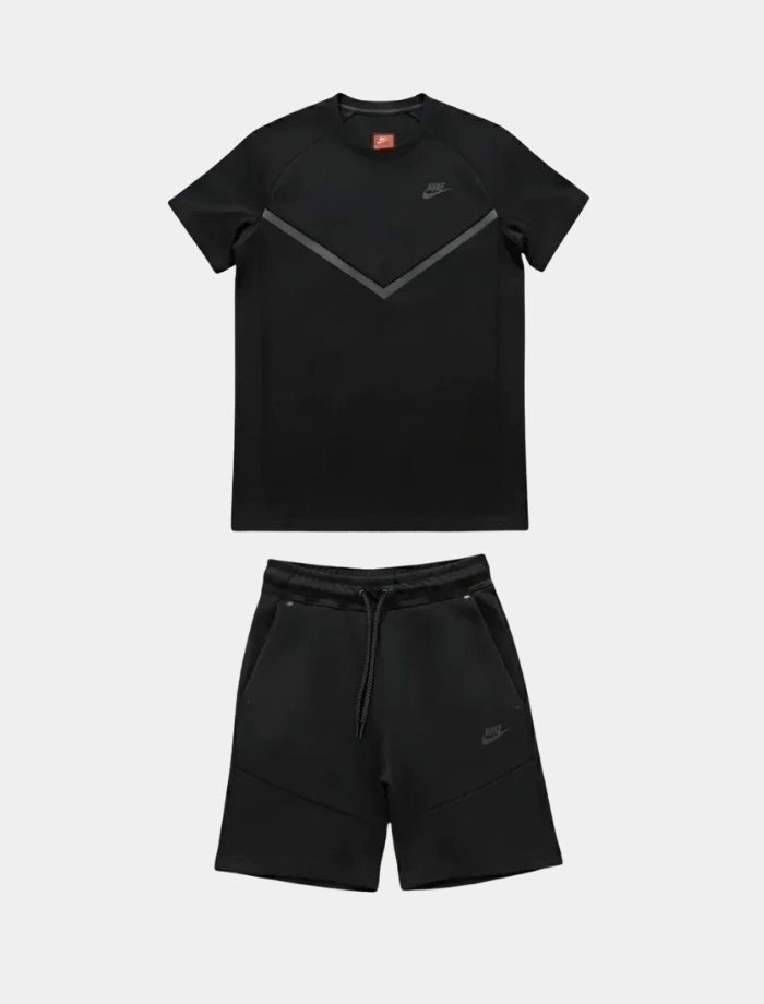 NSW Tech Fleece Şort & T-shirt Takımı – Siyah