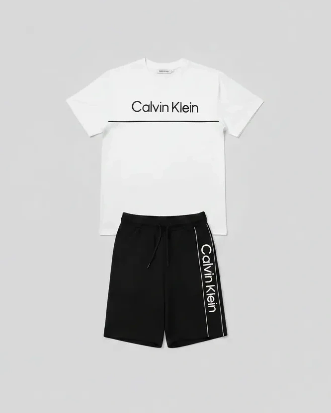 CK Printed T-shirt & Şort Takımı - Beyaz