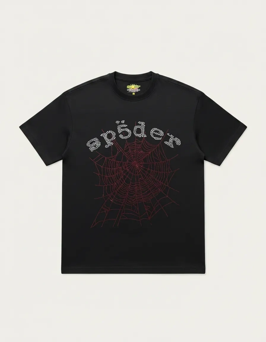 Spider Taşlı T-shirt & Şort Takımı - Siyah