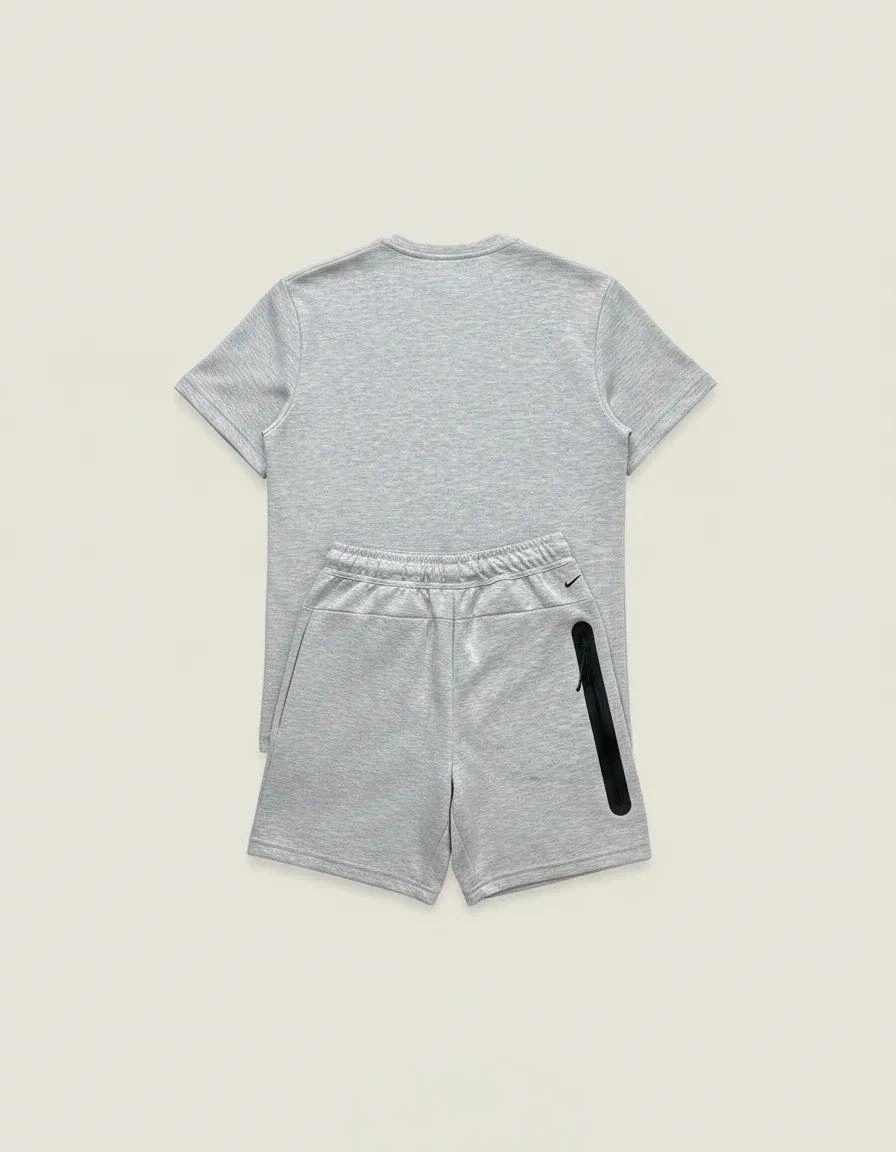 NSW Tech Fleece Şort & T-shirt Takımı – Siyah/Gri