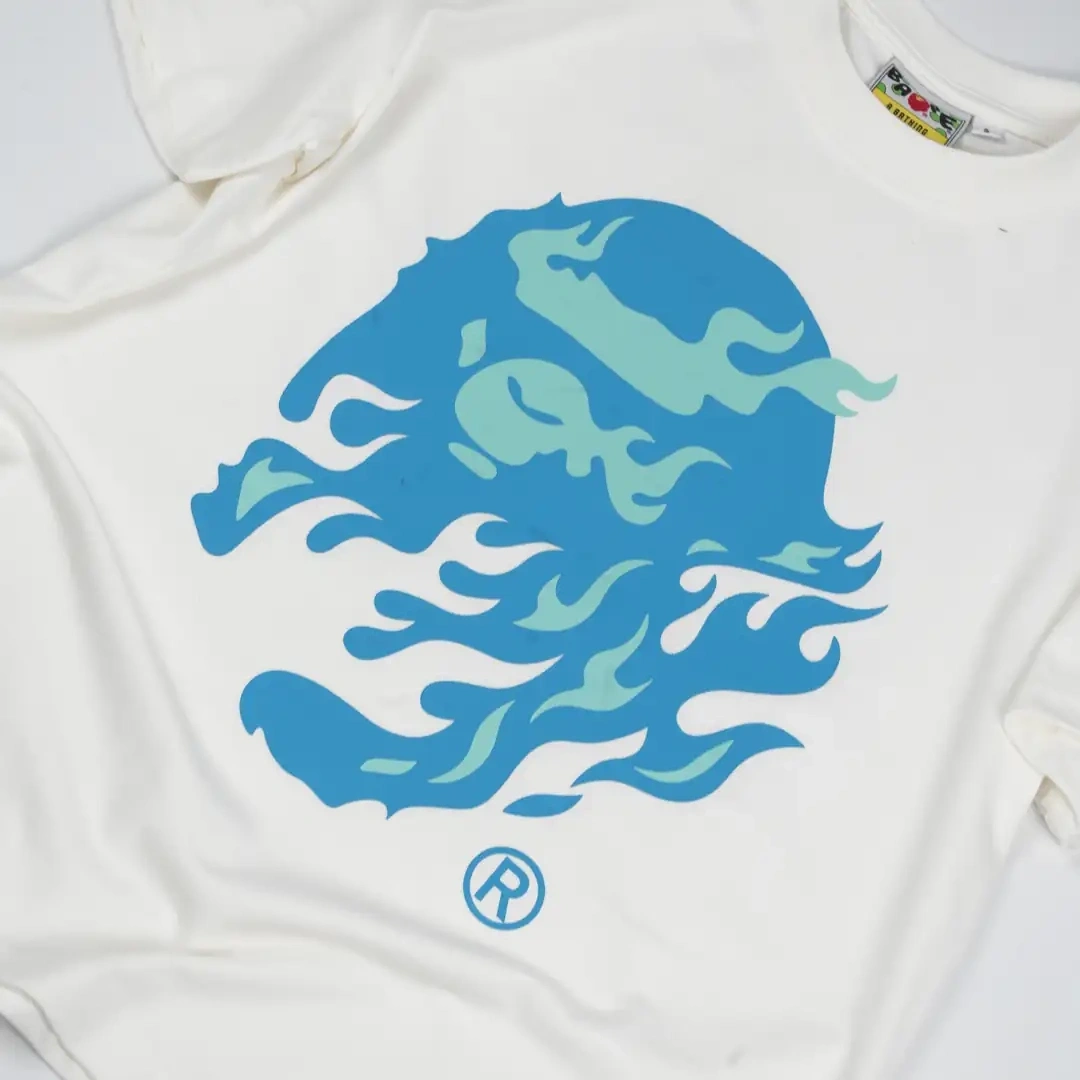 BAPE x Flame Blue T-shirt - Beyaz