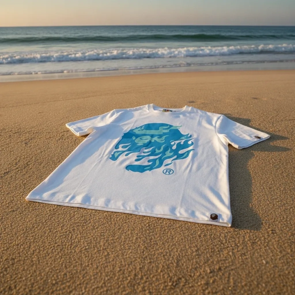 BAPE x Flame Blue T-shirt - Beyaz