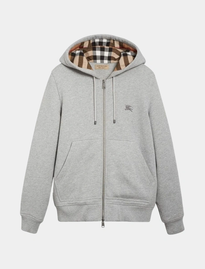 BURBRY Classic Fermuarlı Hoodie – Gri