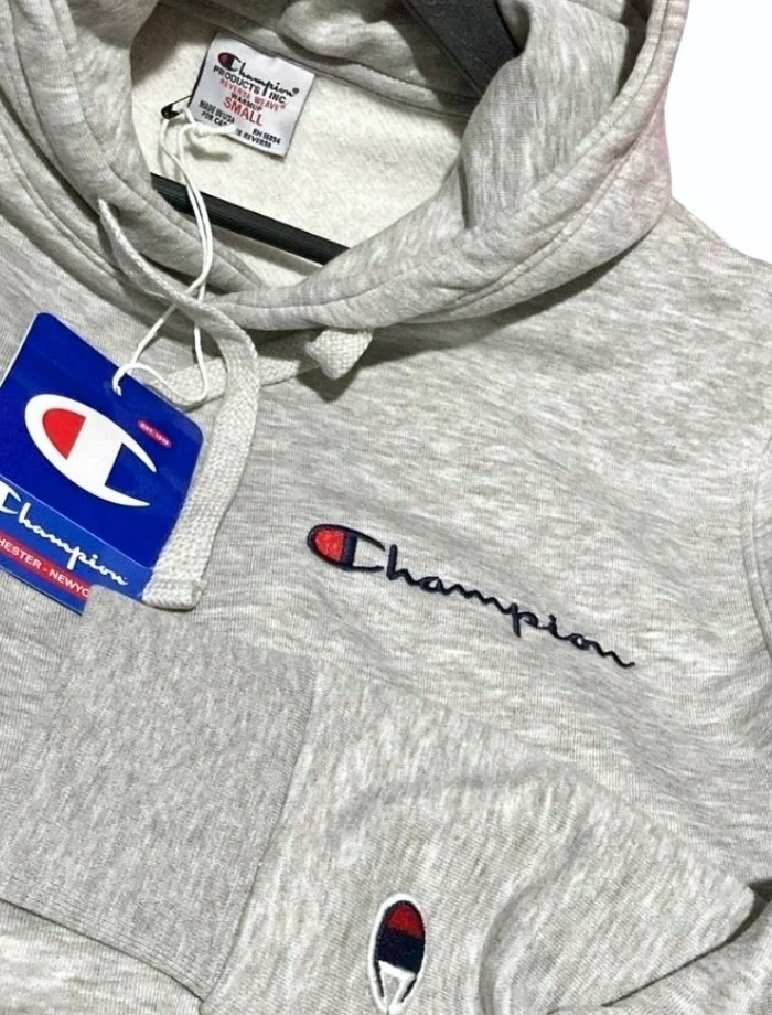 CHMPN Basic Logo Hoodie - Gri