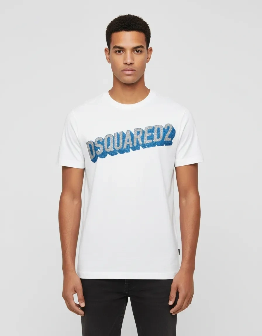 Dsq2 Blue Logo T-shirt - Beyaz