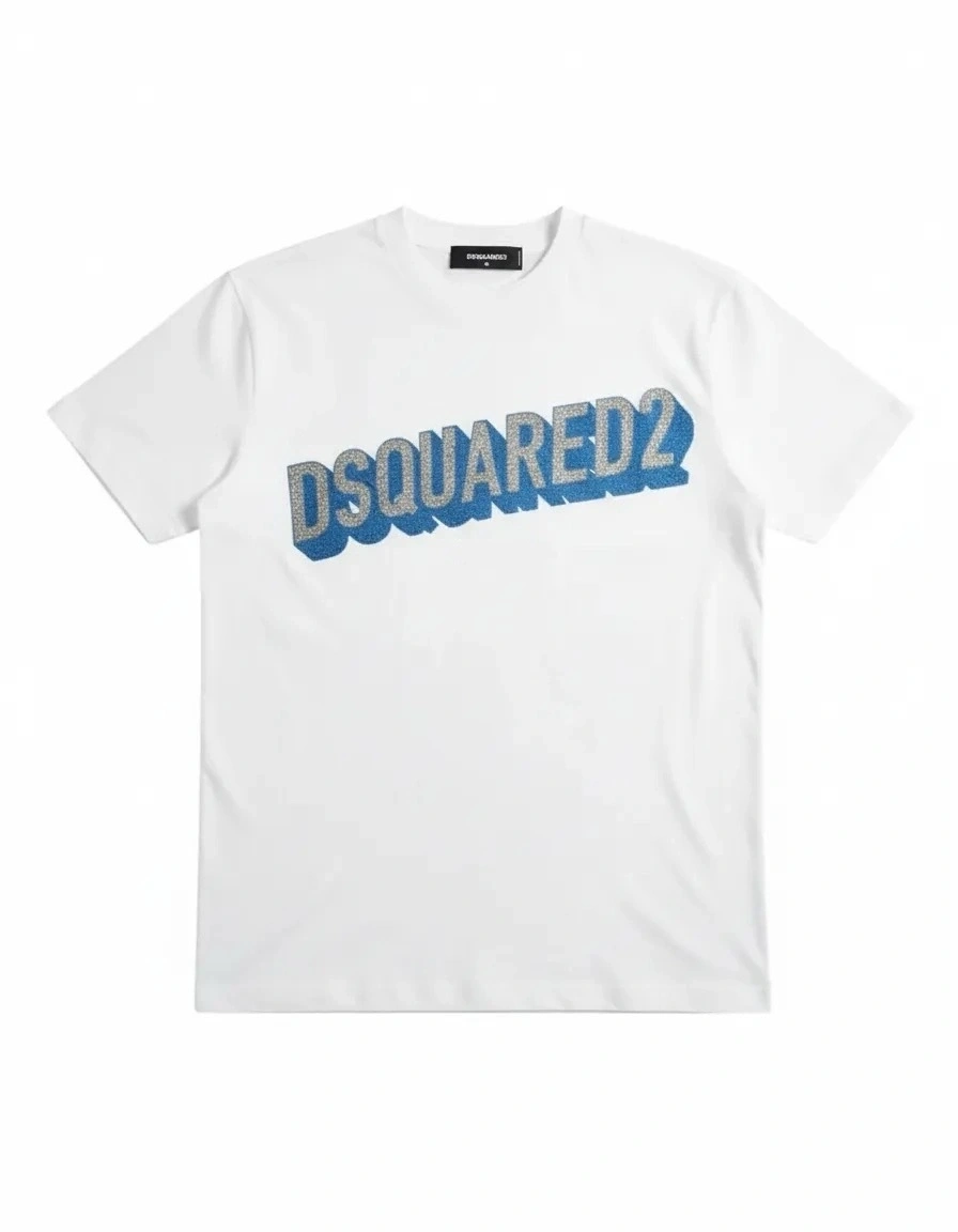 Dsq2 Blue Logo T-shirt - Beyaz