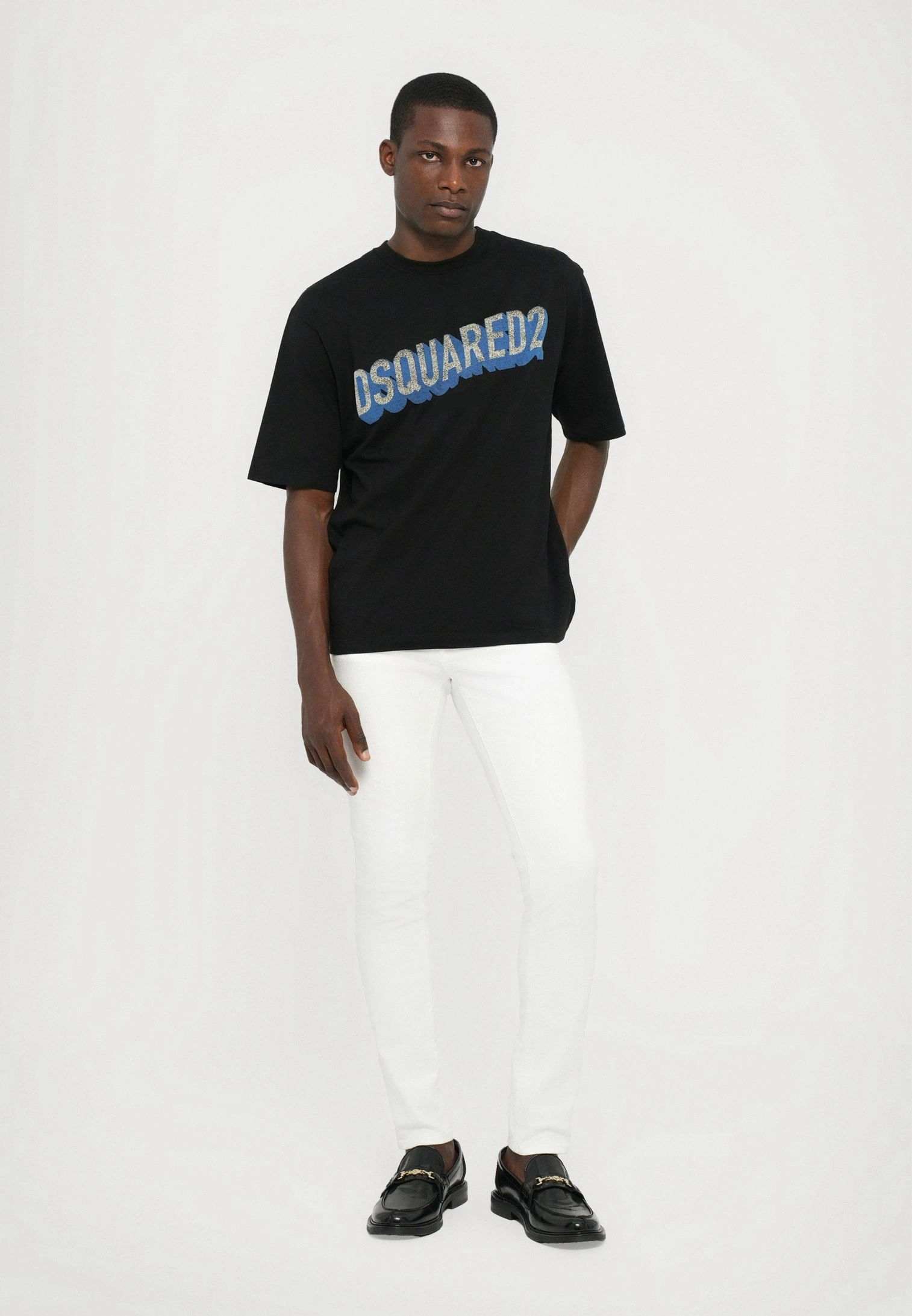 Dsq2 Blue Logo T-shirt - Siyah