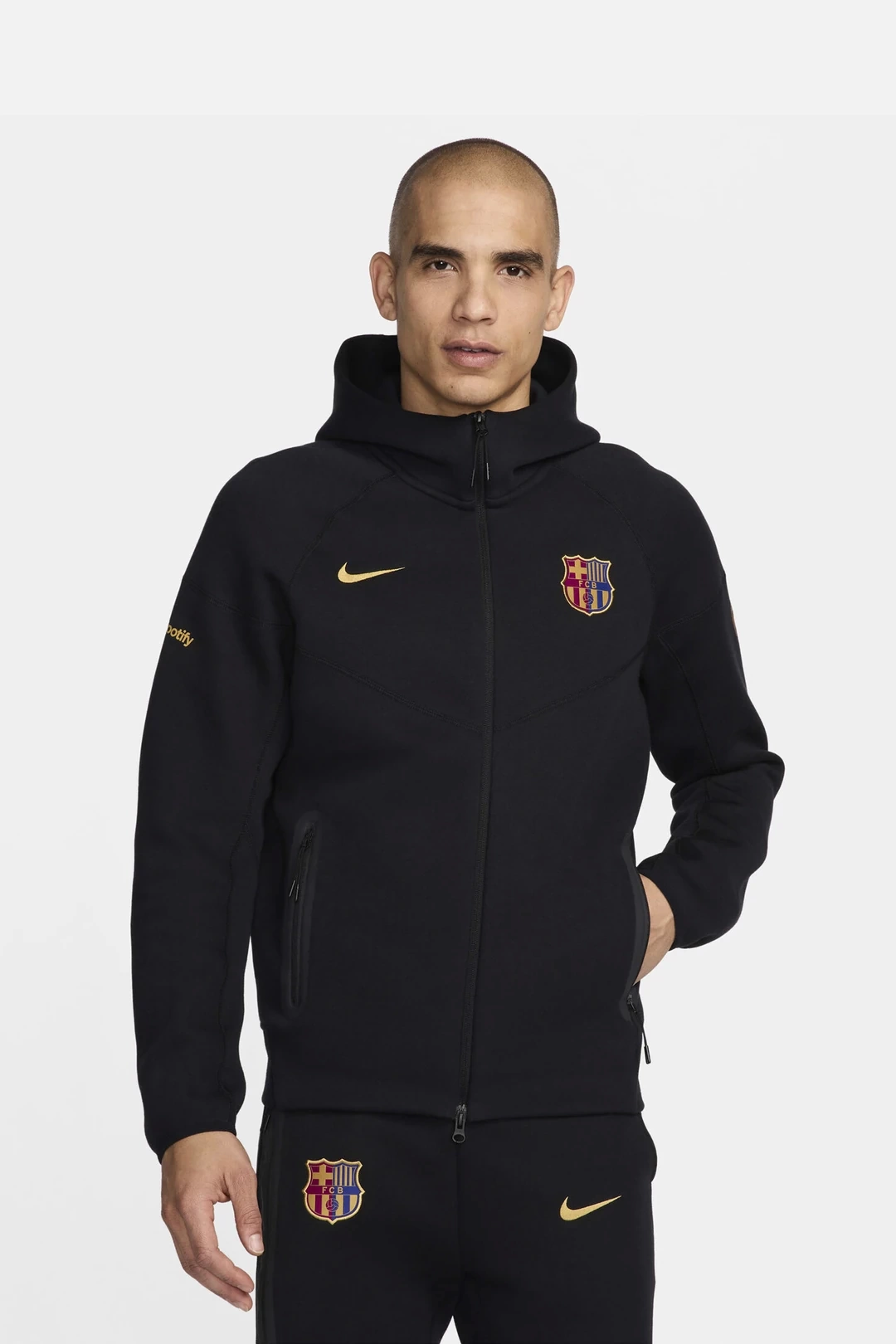 FC Barcelona x Tech Fleece Full-Zip Hoodie – Siyah