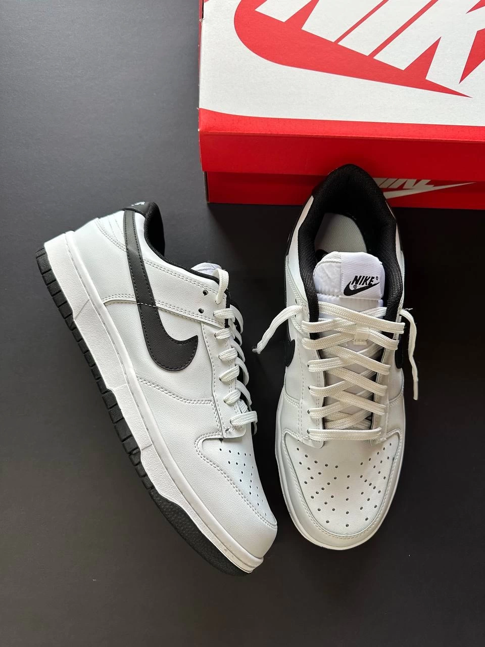N Dunk Low Sneaker – White / Black Logo