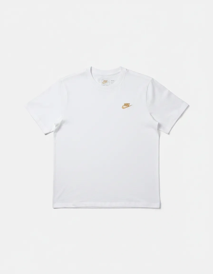 NSW Club Basic Golden Logo T-shirt – Beyaz