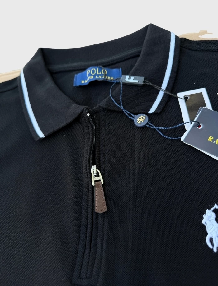 Ralph L. Half-Zip Polo T-shirt – Siyah