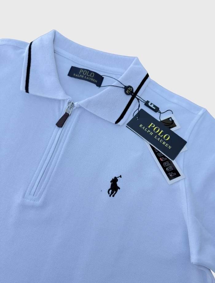 Ralph L. Half-Zip Polo T-shirt – Beyaz