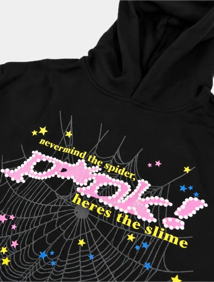 SPIDER Pink Kapüşonlu Hoodie – Siyah