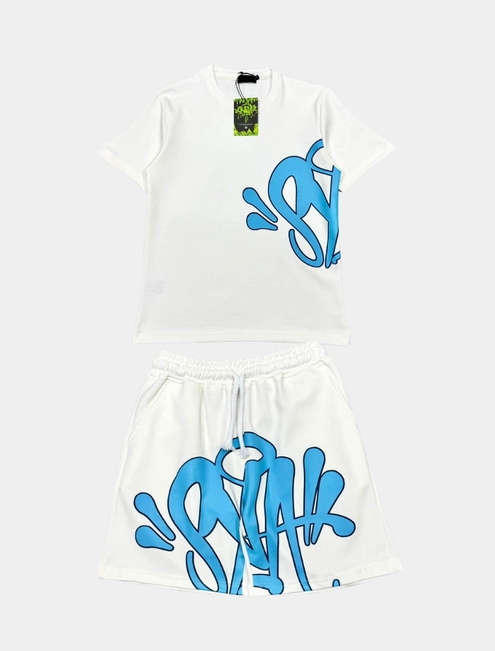 SYNA Printed Şort & T-shirt Takım – Beyaz