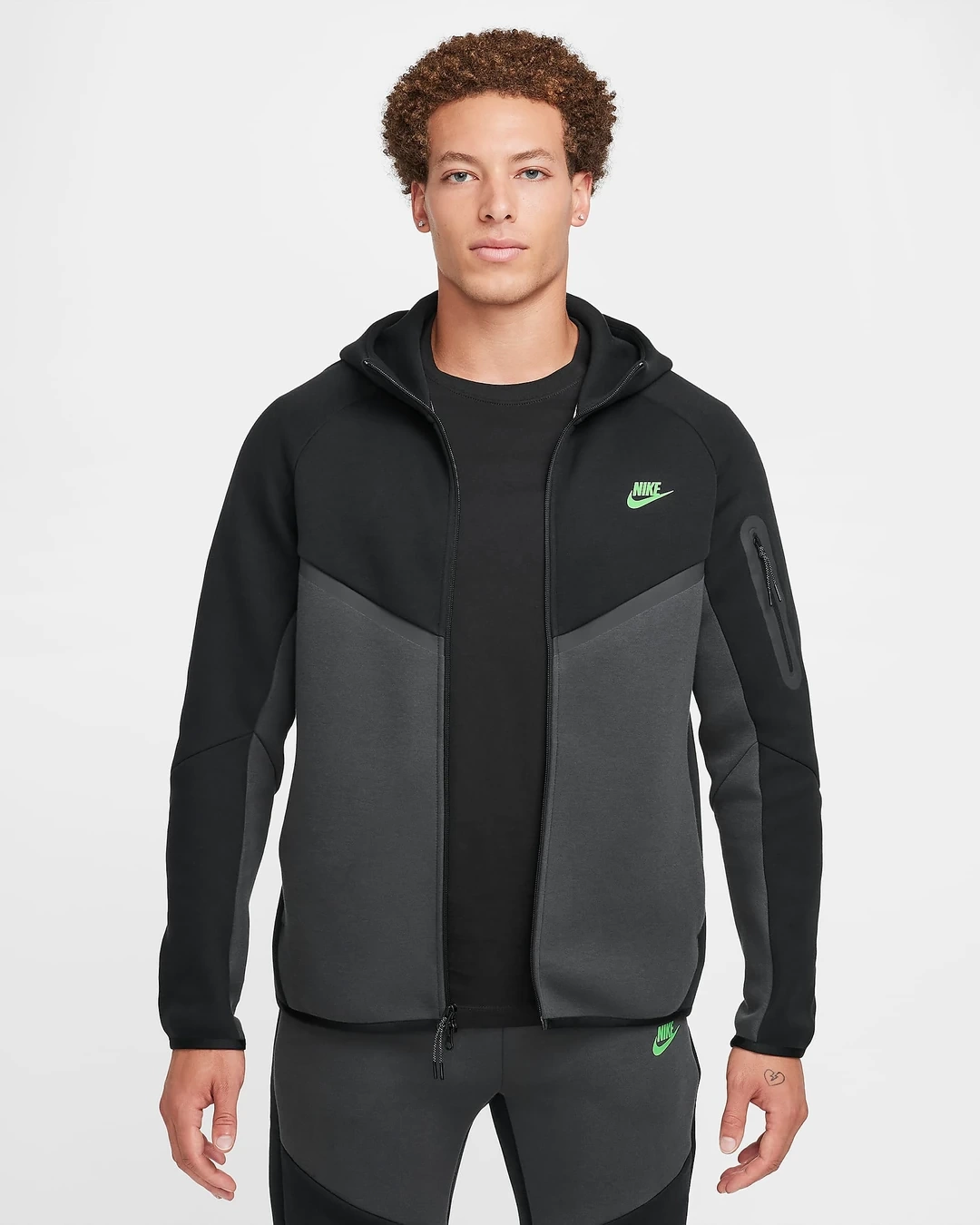 Tech Fleece 5th GEN Full-Zip Hoodie – Siyah/Yeşil