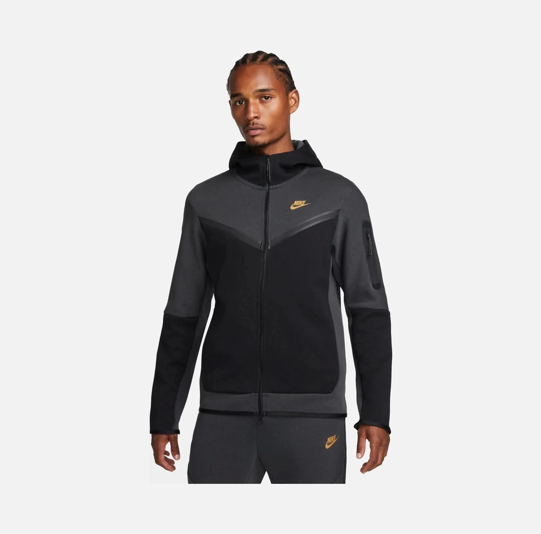 Tech Fleece Full-zip Hoodie - Siyah/Ant/Gold