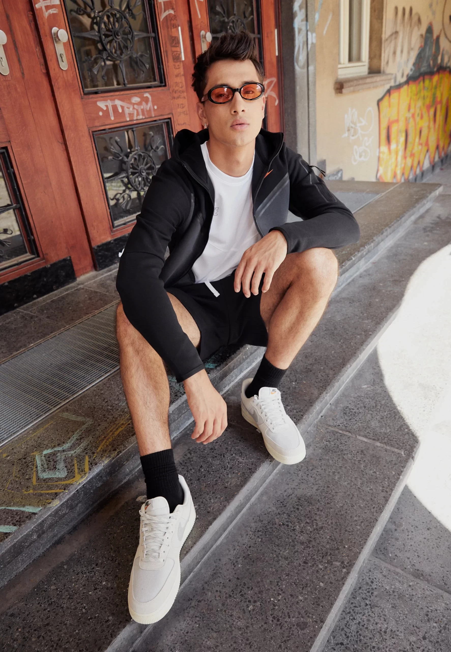 Tech Fleece Full-zip Hoodie - Siyah/Ant/Turuncu
