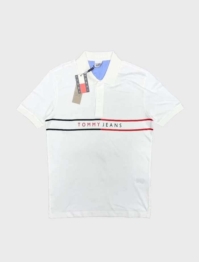 TOMMY H. Printed Polo T-shirt – Beyaz