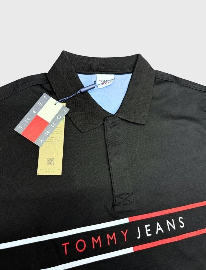 TOMMY H. Printed Polo T-shirt – Siyah