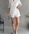 Aerobin Keten Kısa Kol Gömlek ve Şort Alt Üst Takım