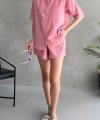Aerobin Keten Kısa Kol Gömlek ve Şort Alt Üst Takım