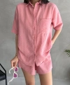 Aerobin Keten Kısa Kol Gömlek ve Şort Alt Üst Takım