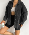 Pullaps Çift Cepli Oversize Denim Gömlek Ceket Antrasit