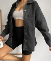 Pullaps Çift Cepli Oversize Denim Gömlek Ceket Antrasit