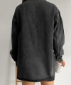 Pullaps Çift Cepli Oversize Denim Gömlek Ceket Antrasit
