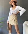 Önü Kapaklı Bağcık Detaylı Şort Etek