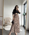 Pullaps Beli Lastikli Maxi Boy Uzun Saten Etek Leopar