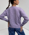 Pullaps Bisiklet Yaka Baklava Desenli Triko Kazak Lila