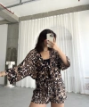 Pullaps Bluz Şort Desenli Takım Leopar