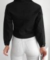 Pullaps Düz Cepli Denim Crop Ceket Siyah