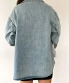 Pullaps Çift Cepli Oversize Denim Gömlek Ceket Mavi
