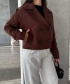 Pullaps Çift Düğmeli Kısa Trenç Bordo